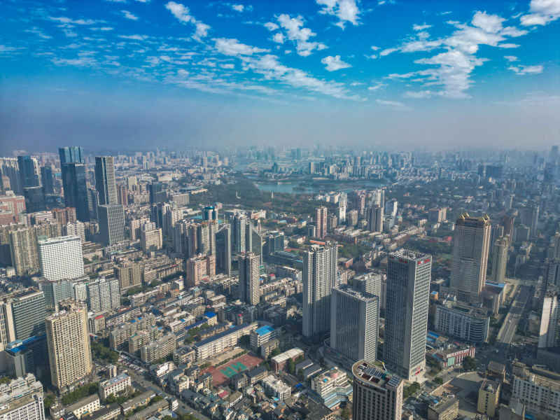 湖南长沙城市风光航拍摄影图