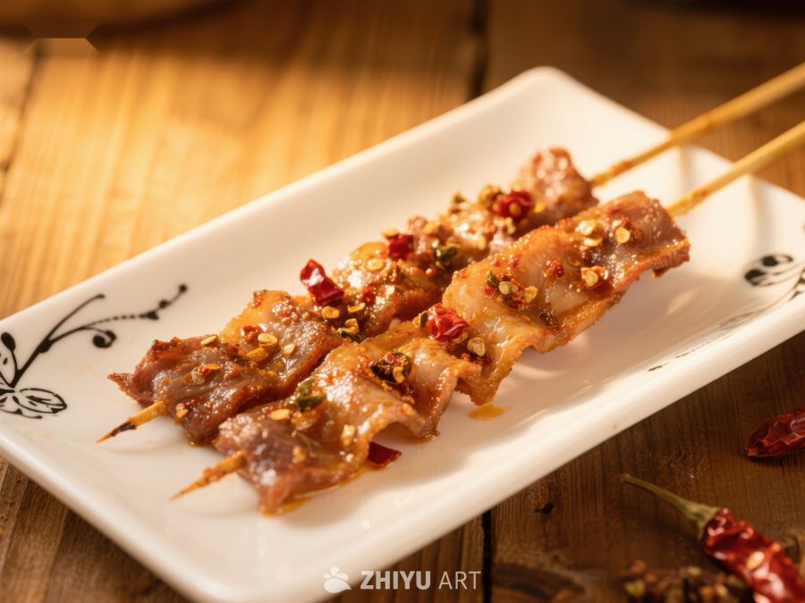 香辣烤肉串，诱人美味