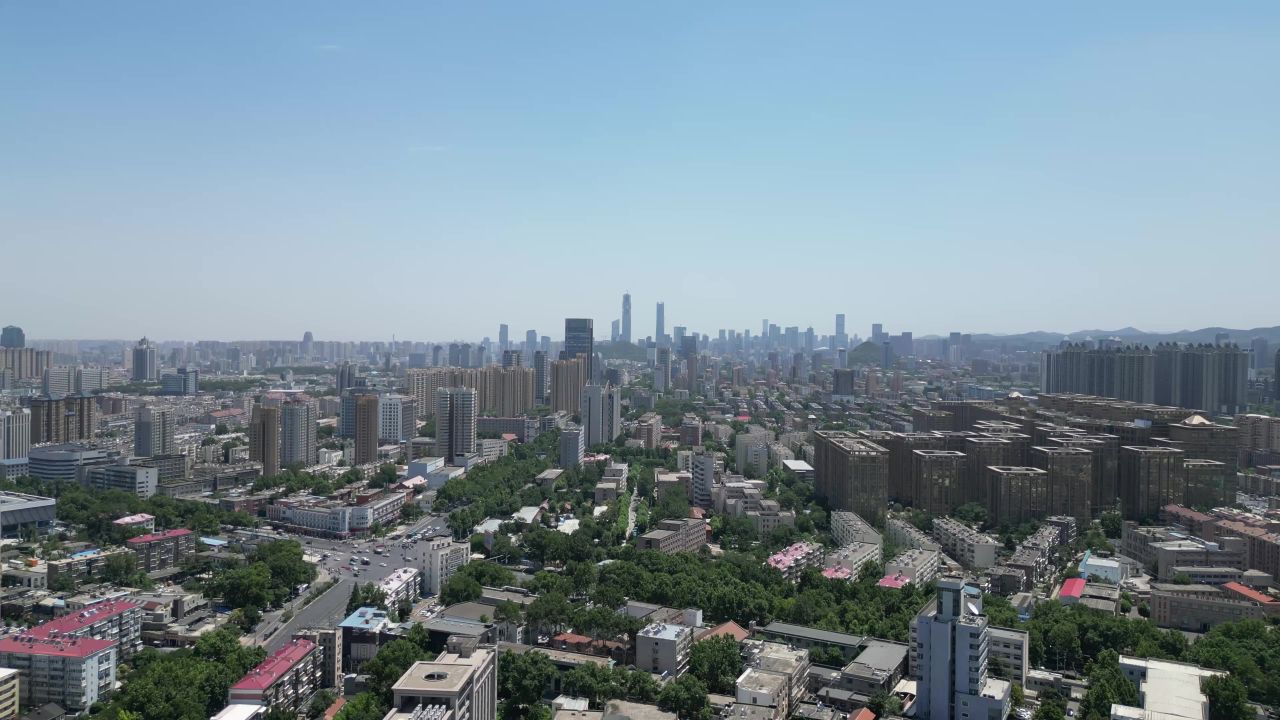 航拍山东济南城市大景