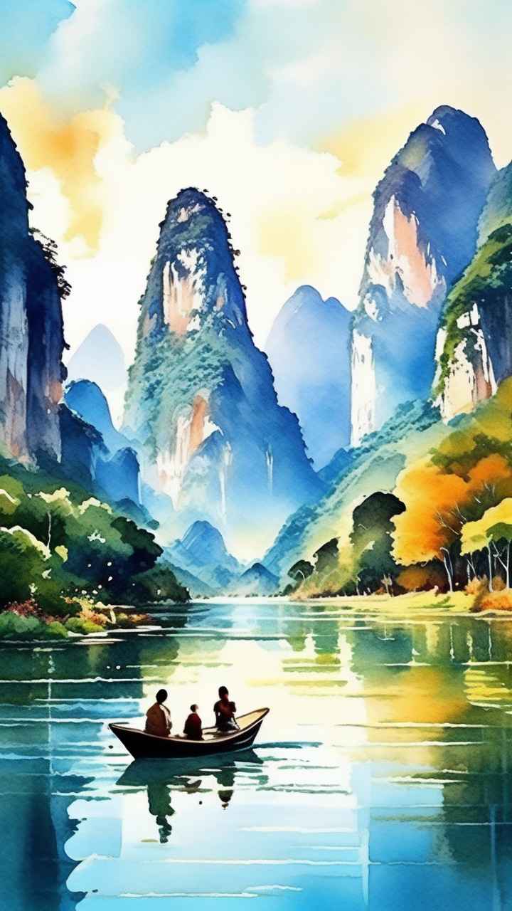 插画风格 桂林山水 32