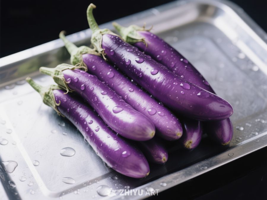 新鲜紫茄，水珠点缀 786