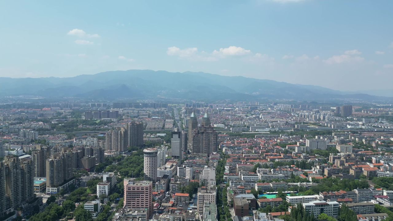航拍金华城市建设城市风光