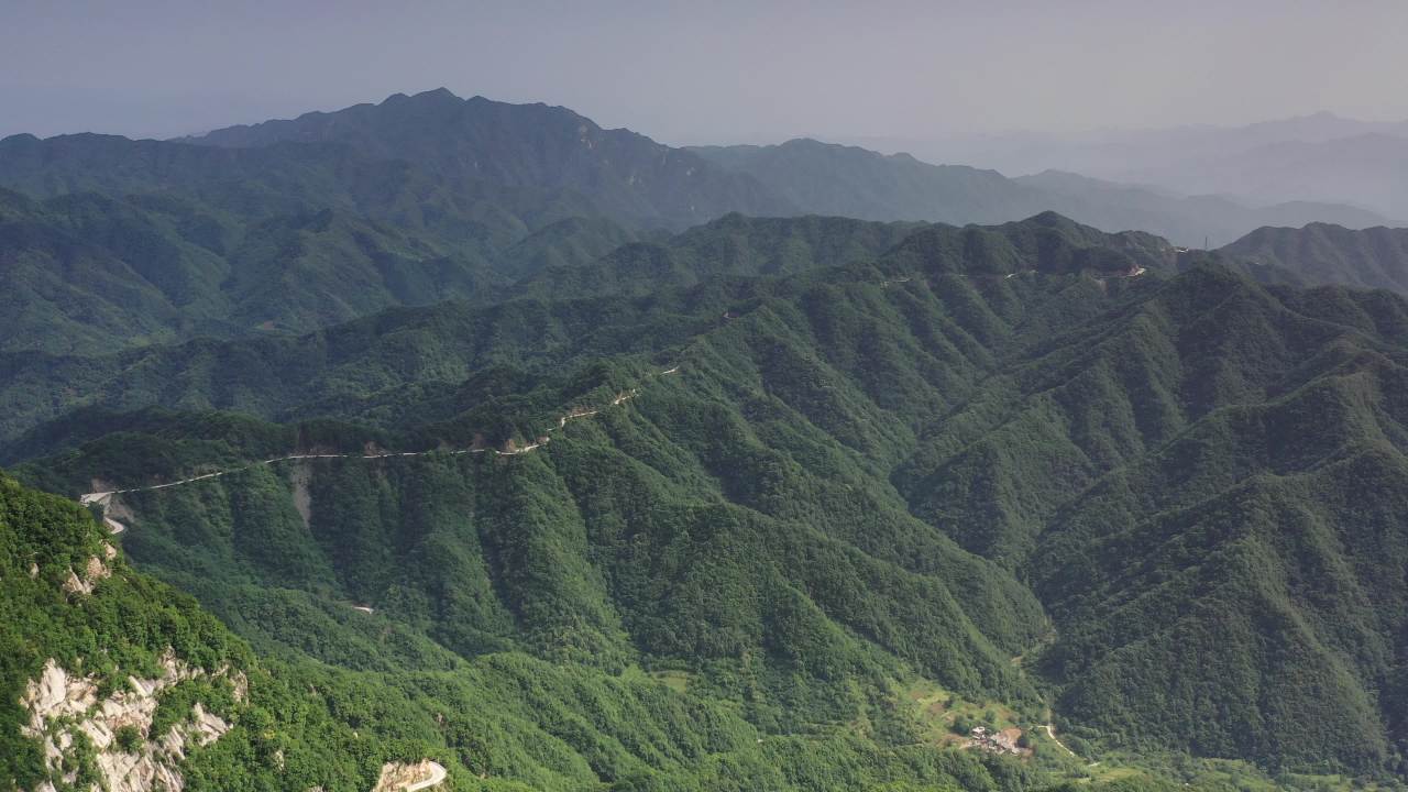 山间绿意盎然的蜿蜒之路