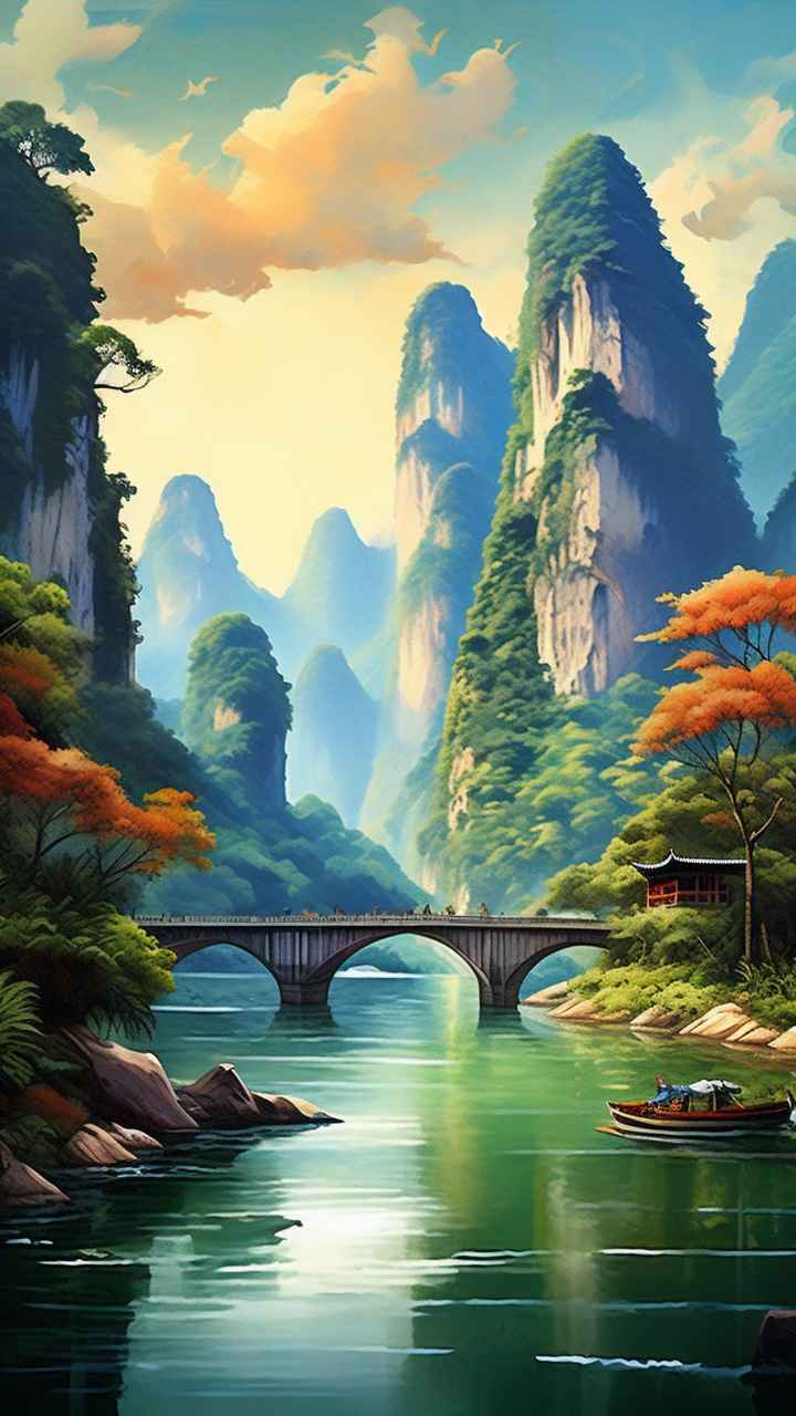 插画风格 桂林山水 8
