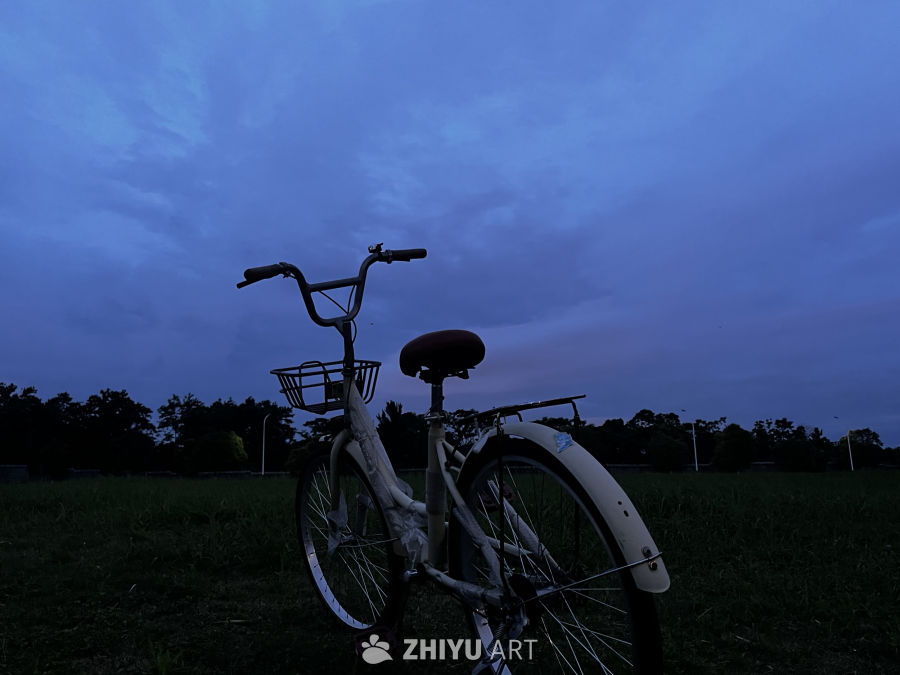 黄昏下的静谧自行车