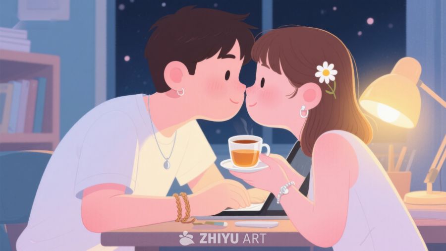 温馨夜晚，情侣共度时光 478