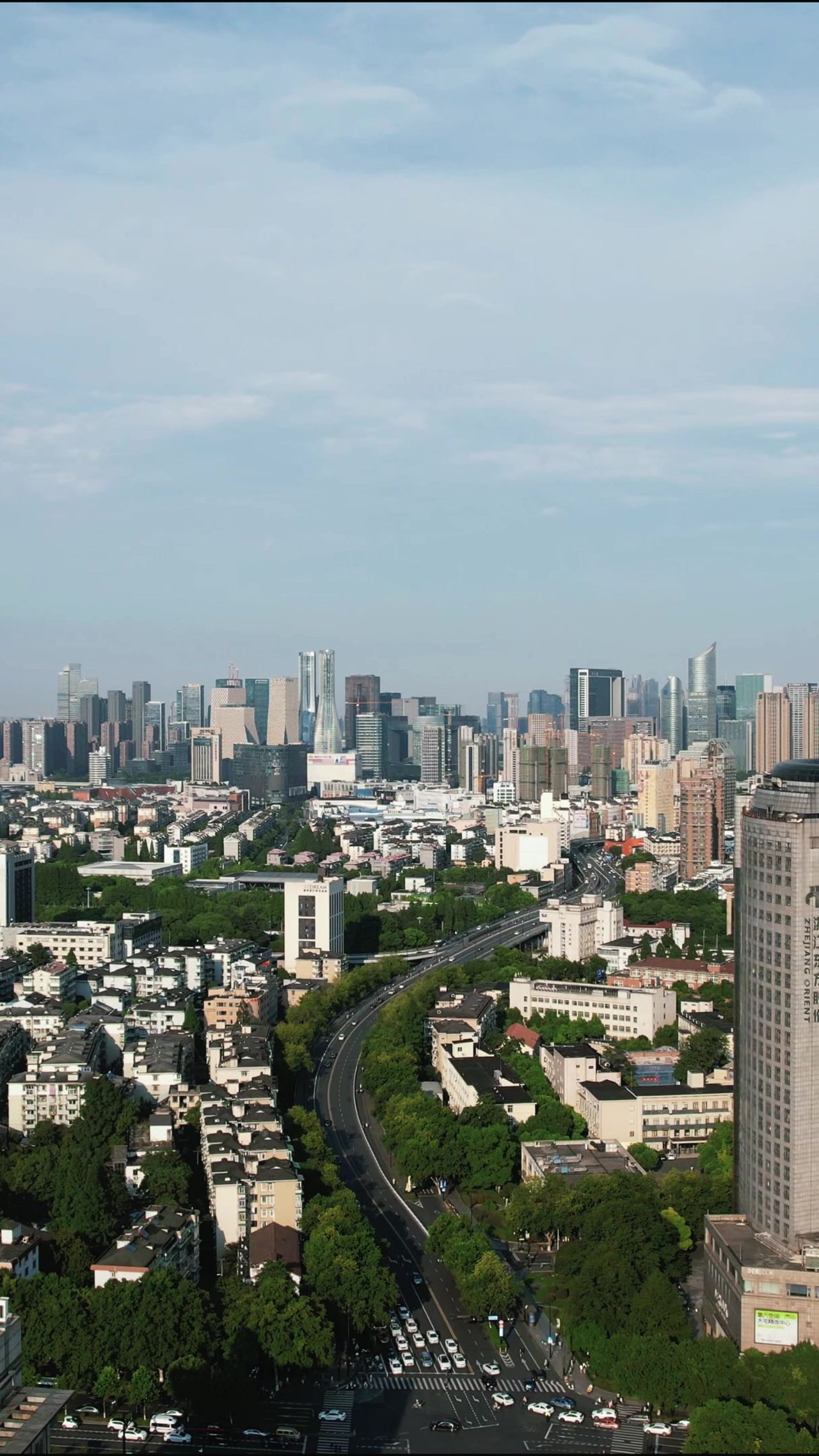 杭州城市建设风光竖屏航拍  