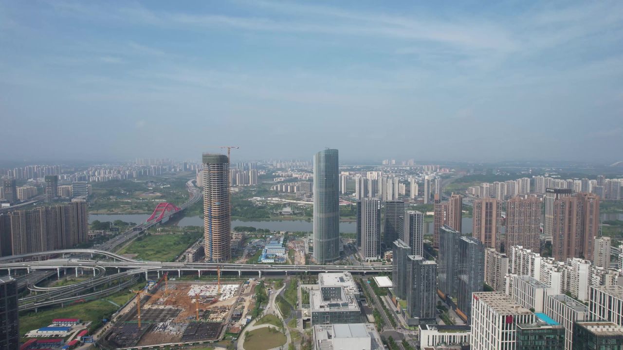 江西赣州城市风光航拍 