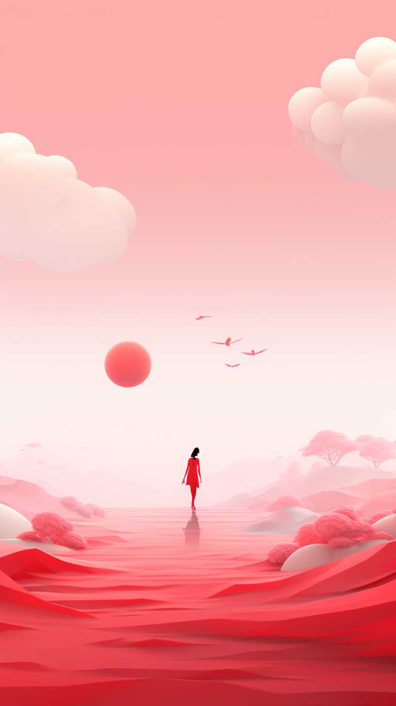 红色背景艺术图