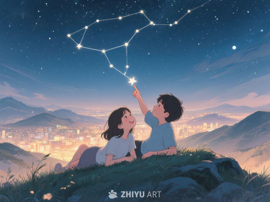 夜空下共赏星座的两人 1061
