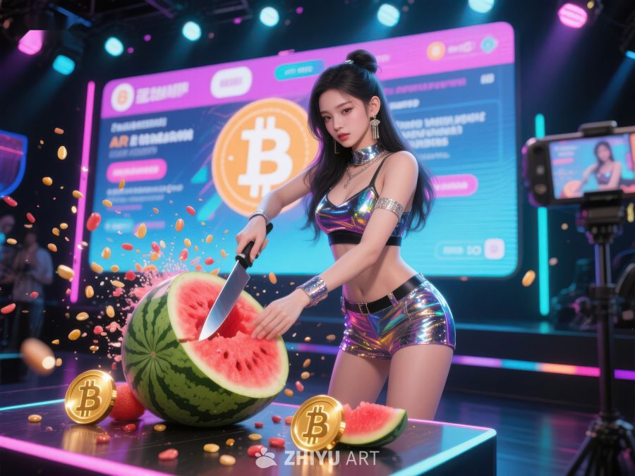 虚拟主播切西瓜，金币四溅 762