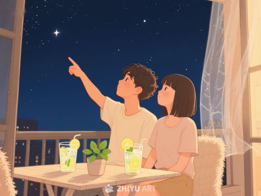 夜空下共赏星辰的温馨时刻 1043