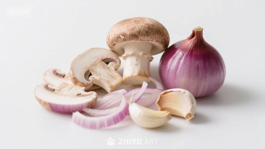 新鲜食材：蘑菇洋葱大蒜