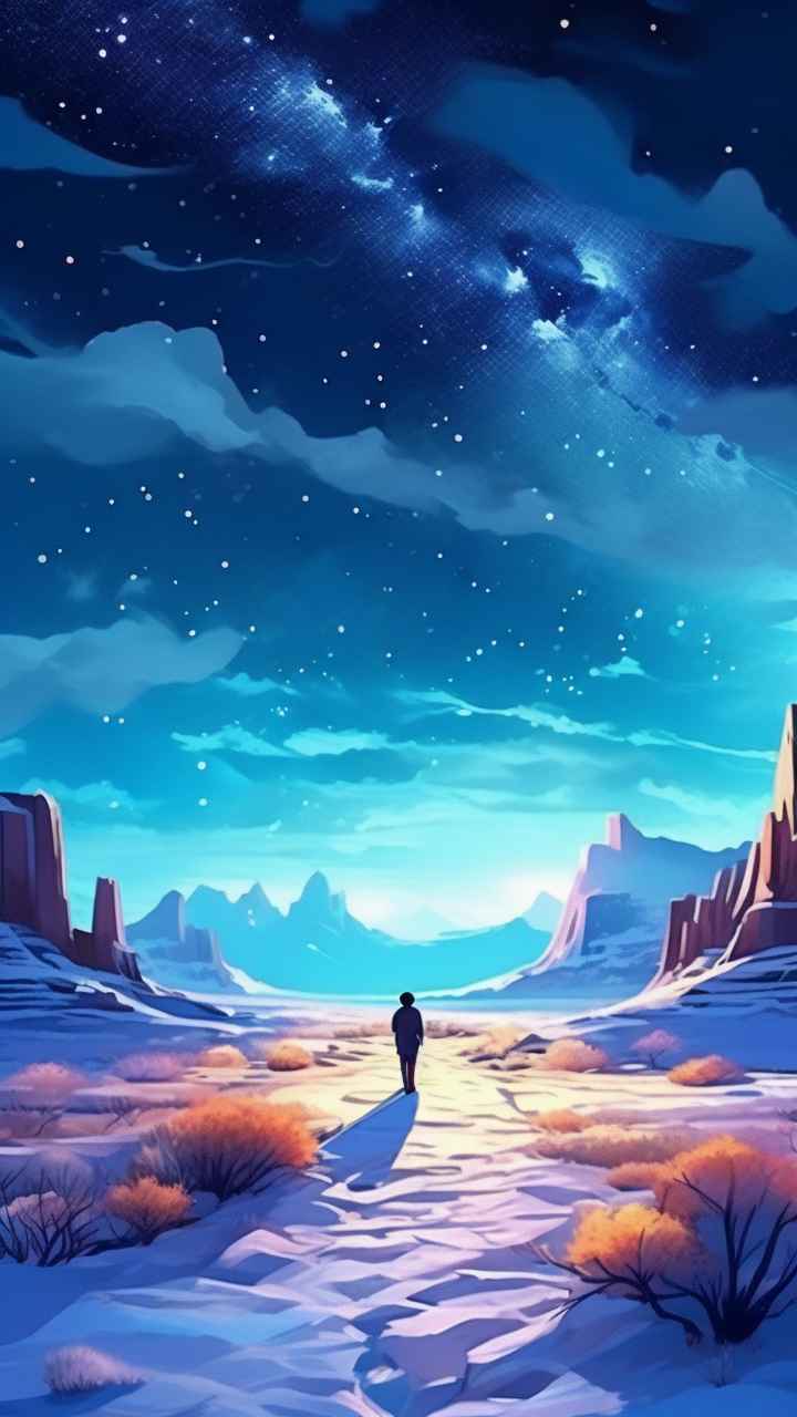 仙境广角冬日沙漠插画雪景 16