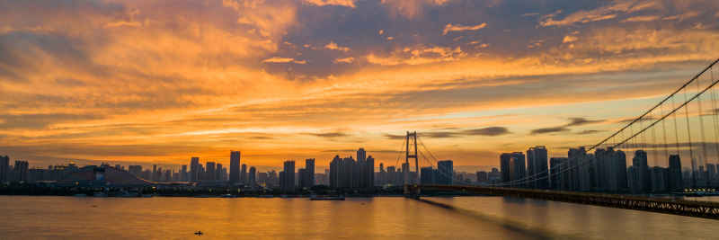 长江 落日 杨泗港长江大桥 余晖 火烧云