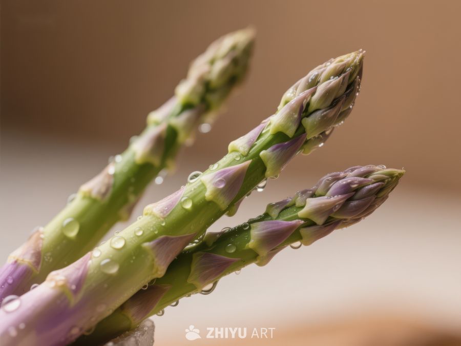 新鲜芦笋特写，水珠点缀 522