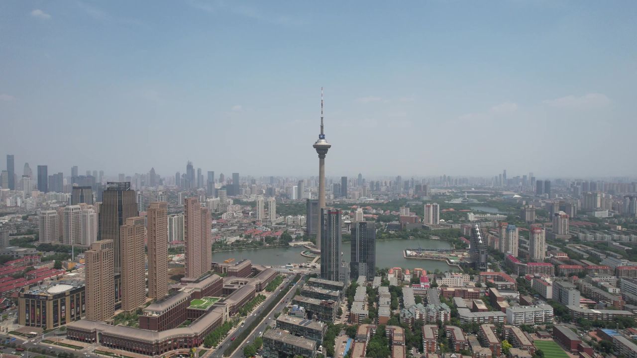 天津天塔地标建筑航拍 
