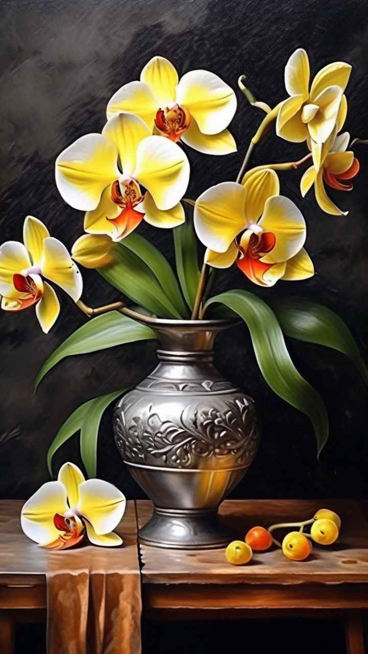 黄色兰花插画 5