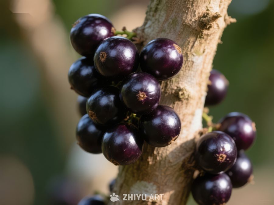 树上成熟的深紫色果实 545