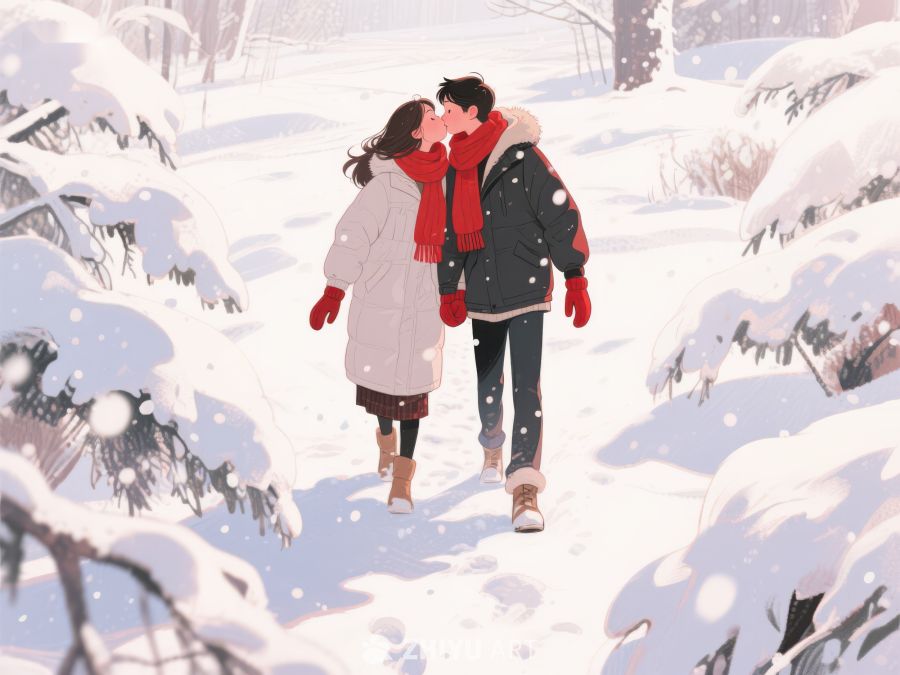 雪中漫步的恋人 905