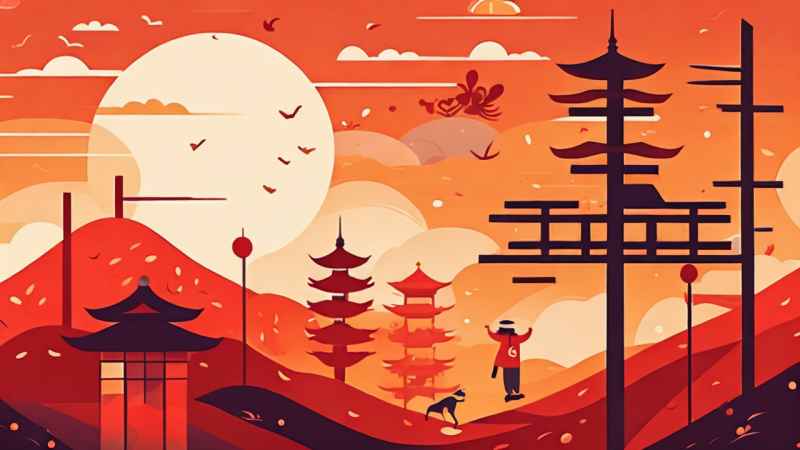 过年春节踩高跷简约插画 7