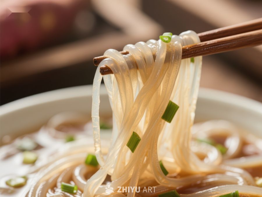 筷子夹起晶莹剔透的粉丝 332