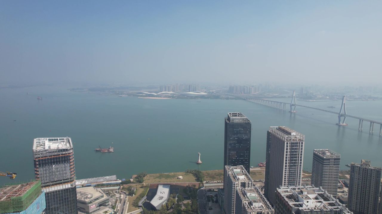 广东湛江城市风光航拍 