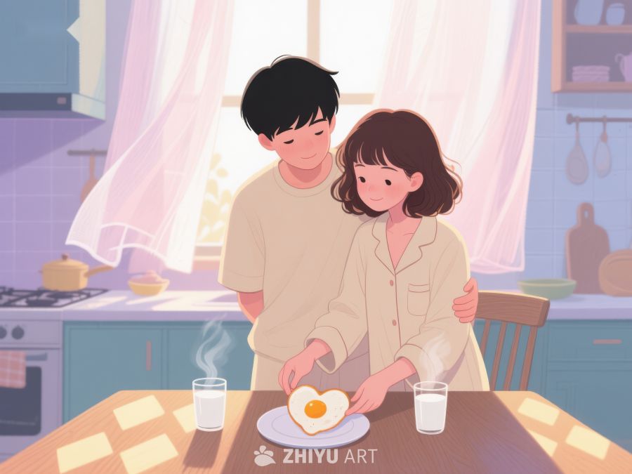 温馨厨房里的早餐时光 734