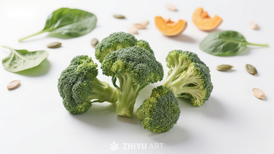 新鲜西兰花与蔬菜配料