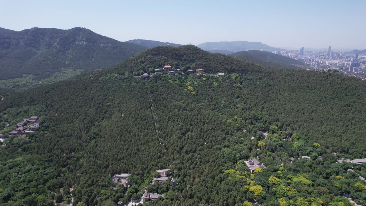 山东济南千佛山4A景区航拍  