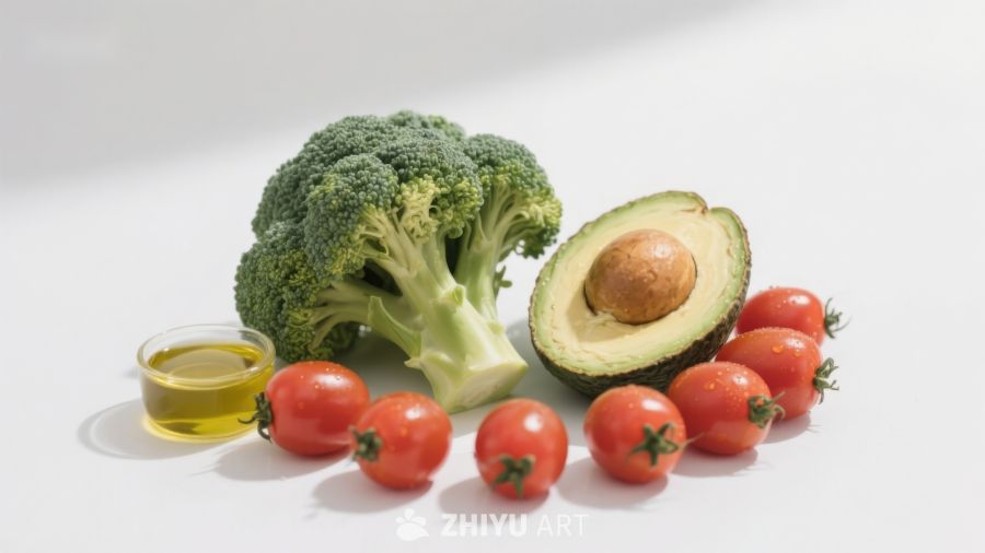 新鲜蔬菜与健康油脂组合