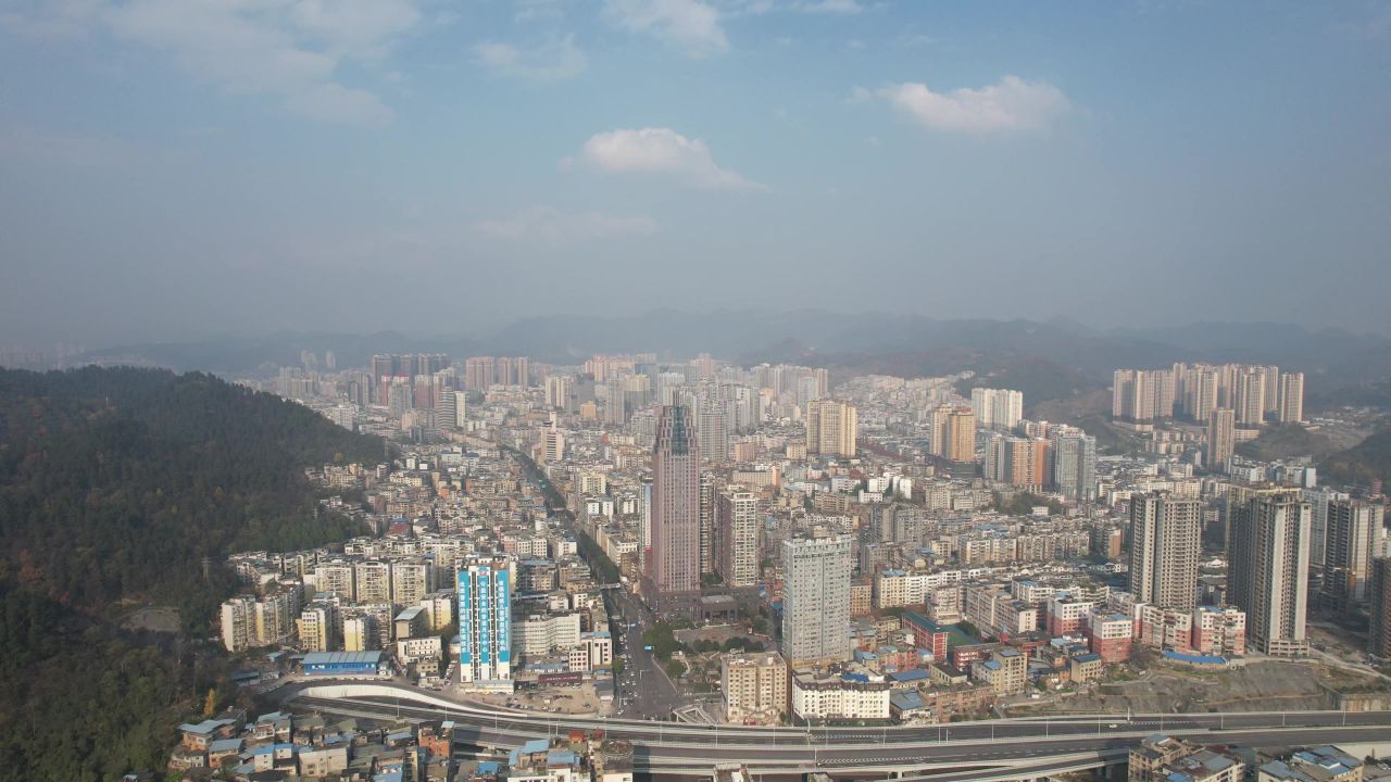 贵州遵义城市风光汇川区航拍