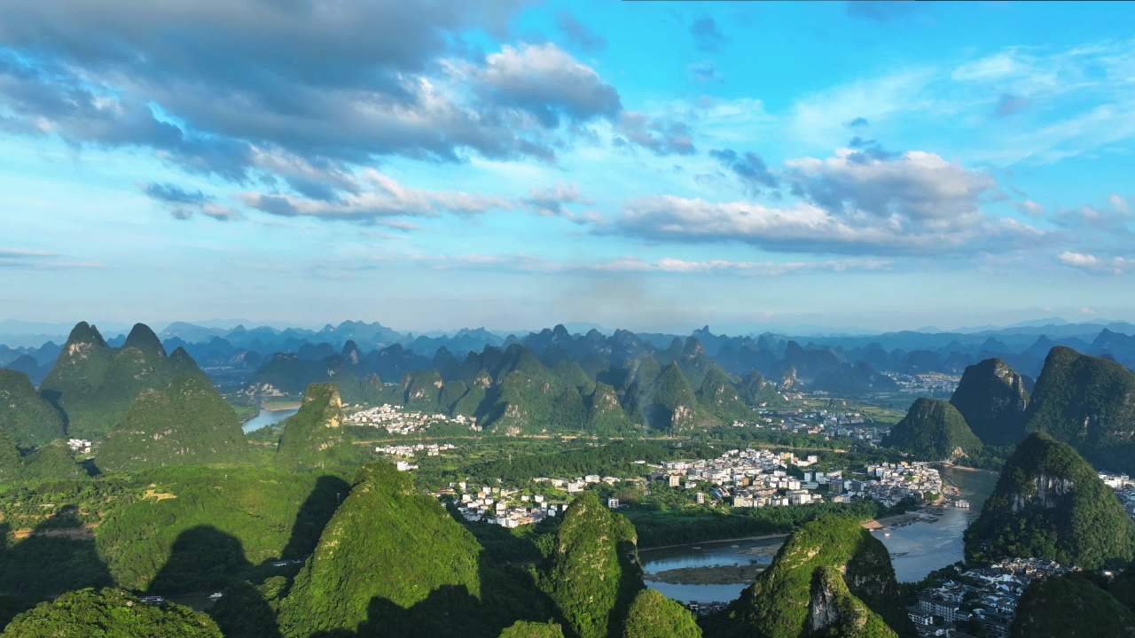 桂林山水日落时分