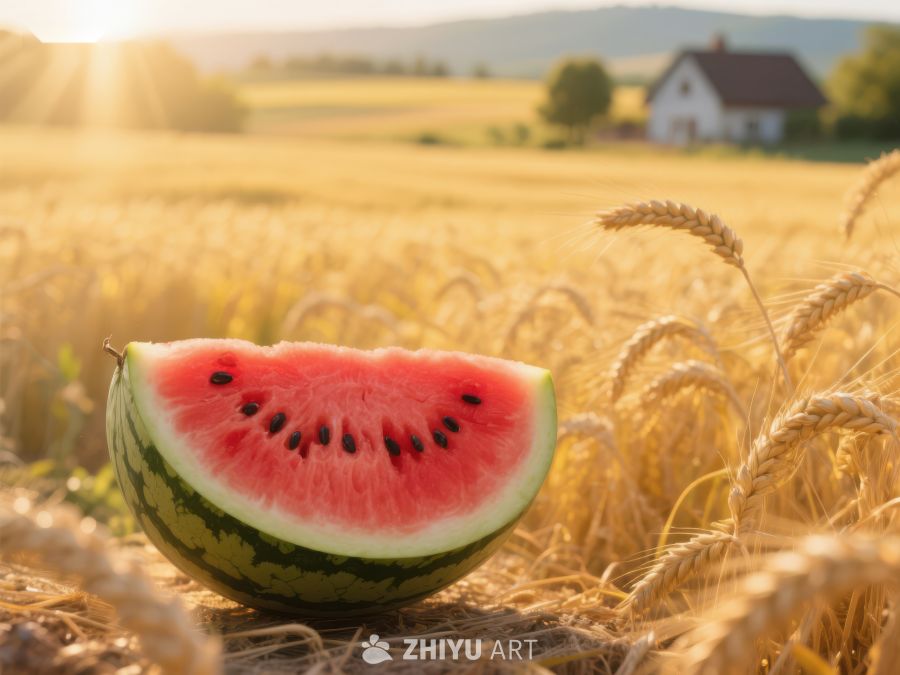 麦田中的西瓜切片 284