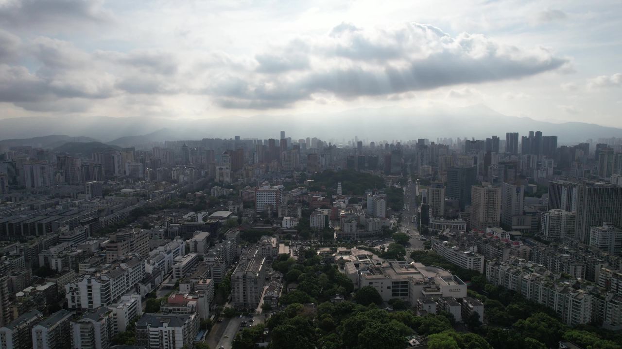 福建福州城市风光蓝天白云高楼建筑航拍 