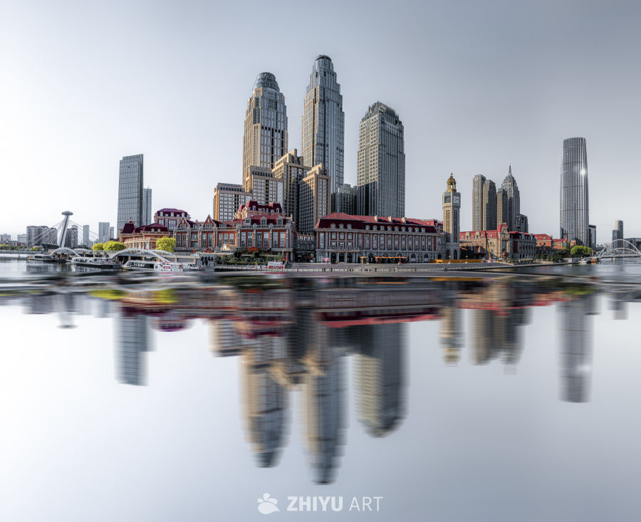 天津海河畔的现代都市