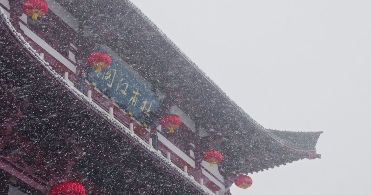 湖南长沙杜甫江阁城市建筑雪景 1