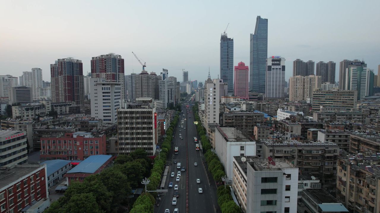 云南昆明城市风光交通航拍