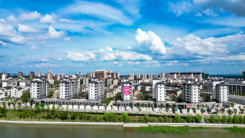 江西抚州城市风光航拍图 