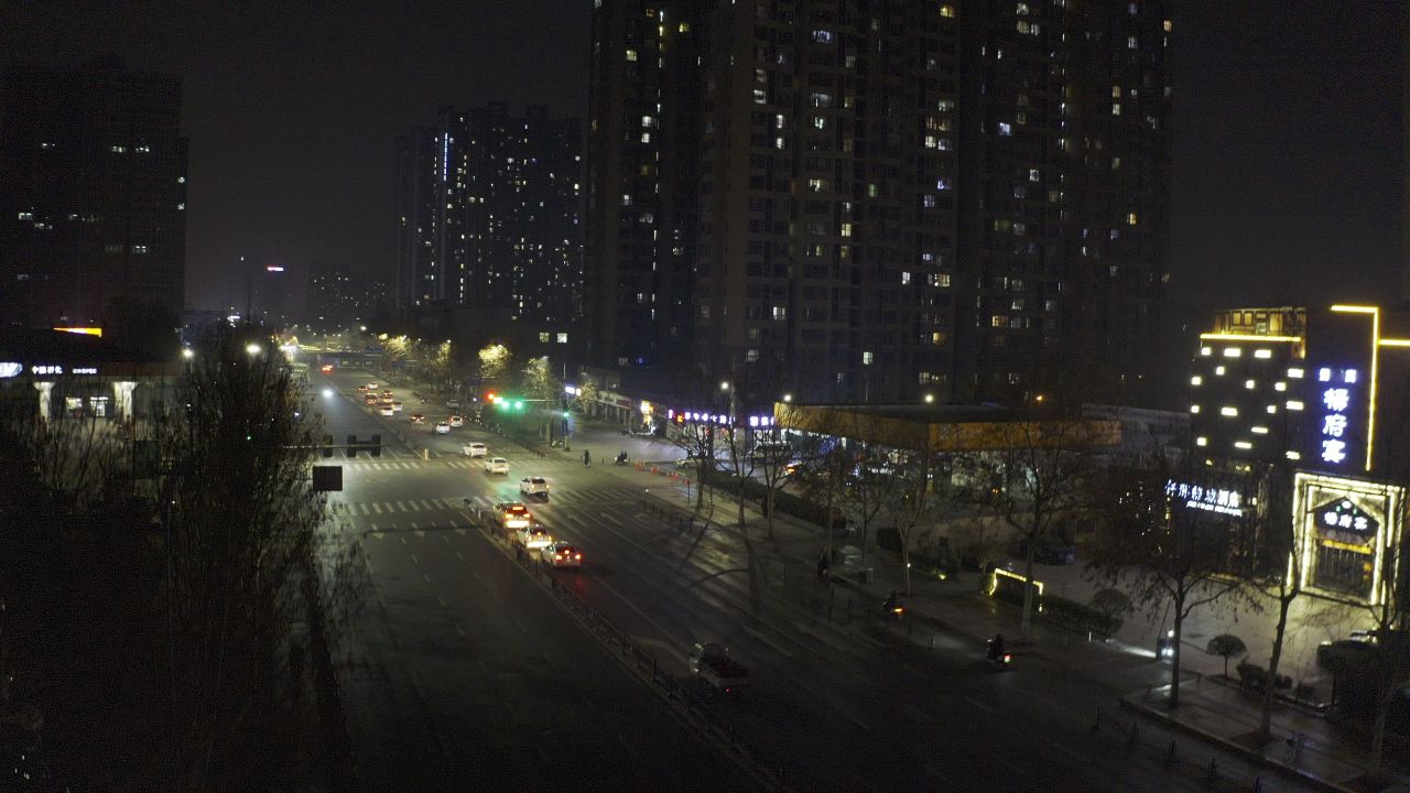郑州航拍夜景街道 1