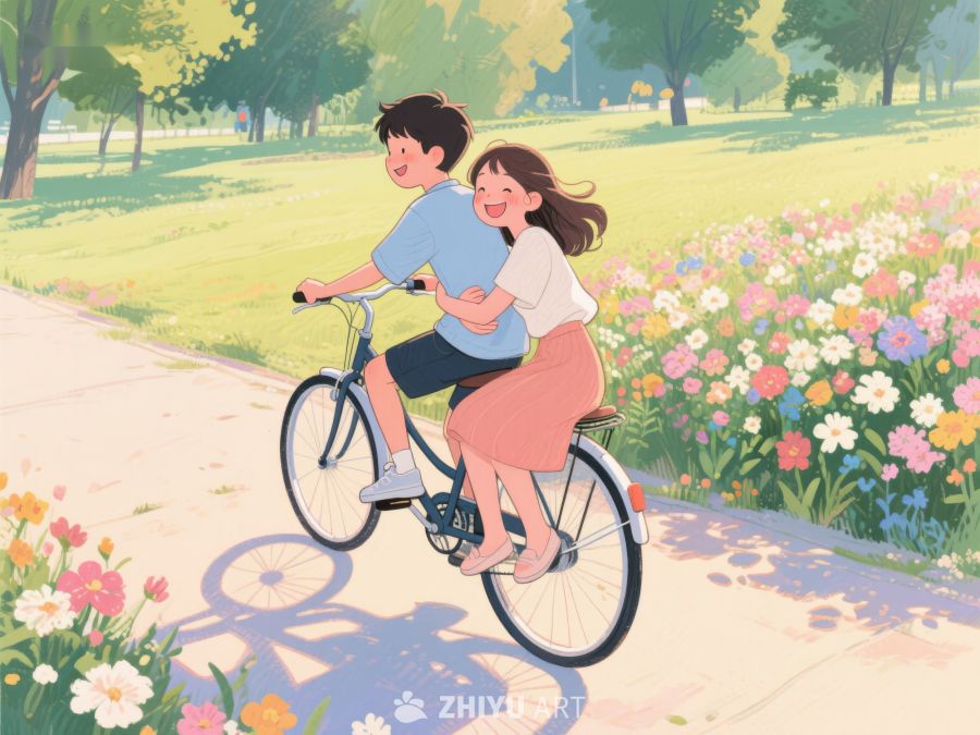 公园里骑自行车的两人 157