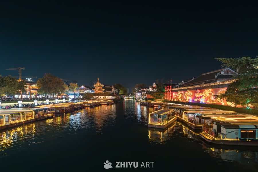 南京秦淮河夫子庙景区夜景