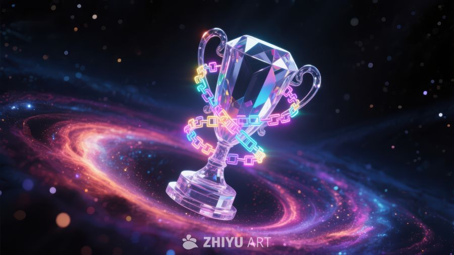 炫彩奖杯与星系背景 829