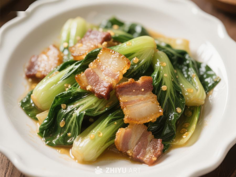 炒青菜配培根，美味家常菜 50