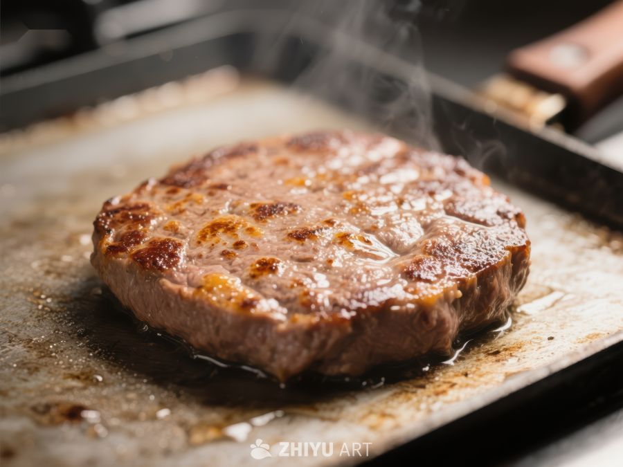 煎锅中的美味牛肉饼