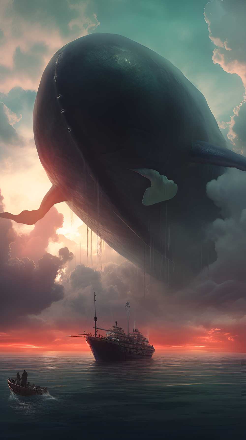 空中蓝鲸飞舞唯美