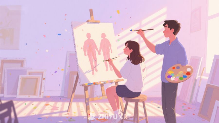两人合作绘制人体素描 229