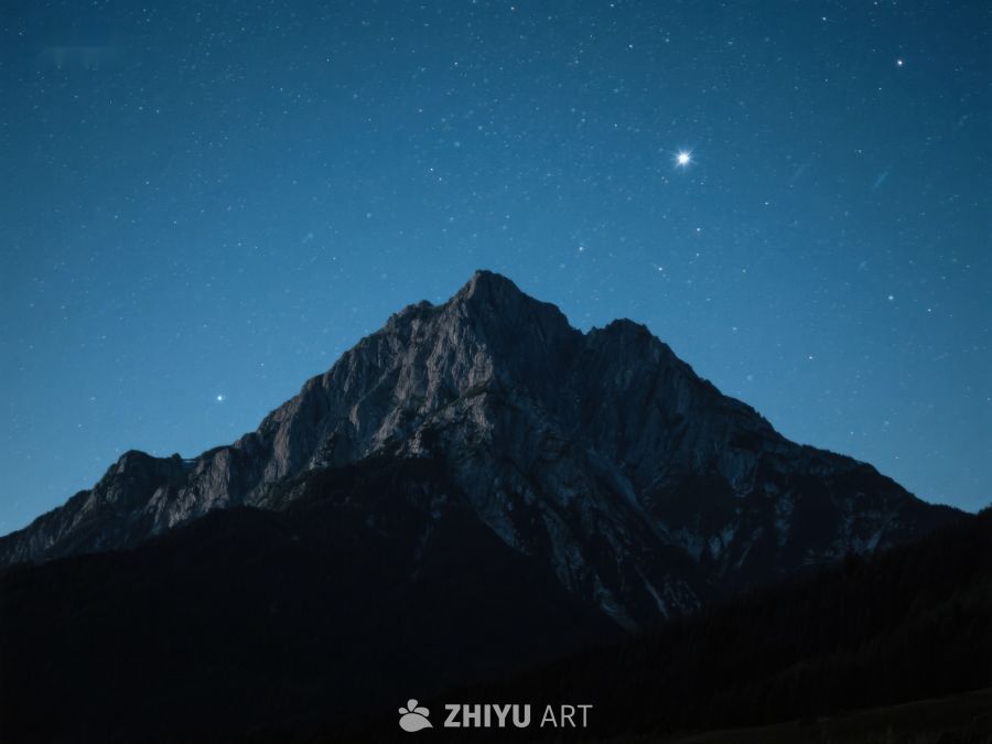 夜空下的巍峨山峰 333
