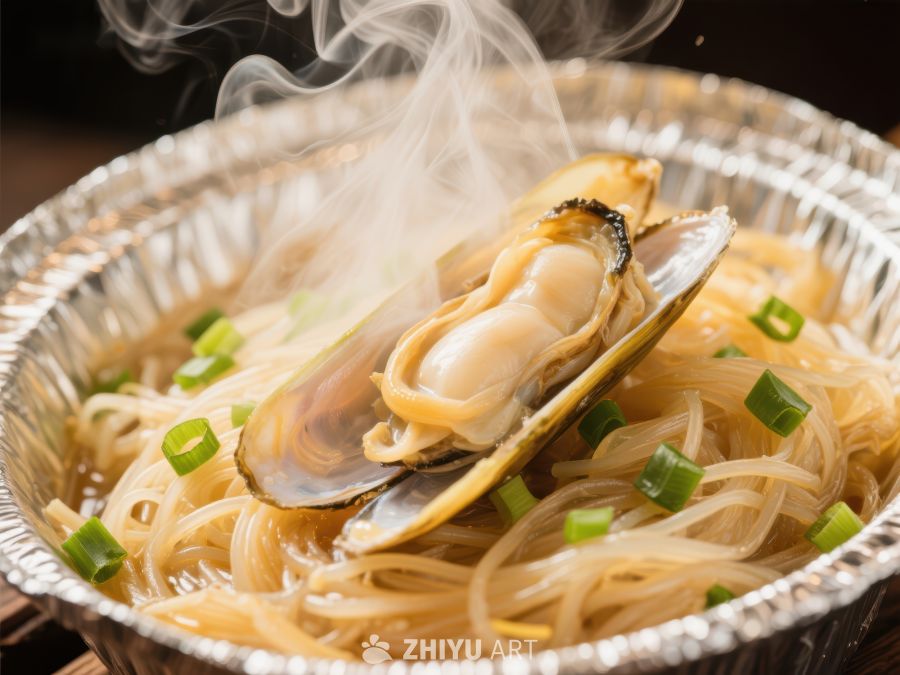热气腾腾的扇贝粉丝美食