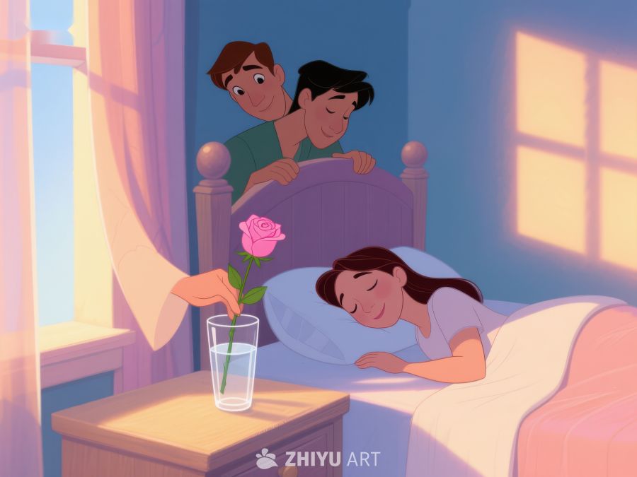 温馨夜晚，床头献花 861